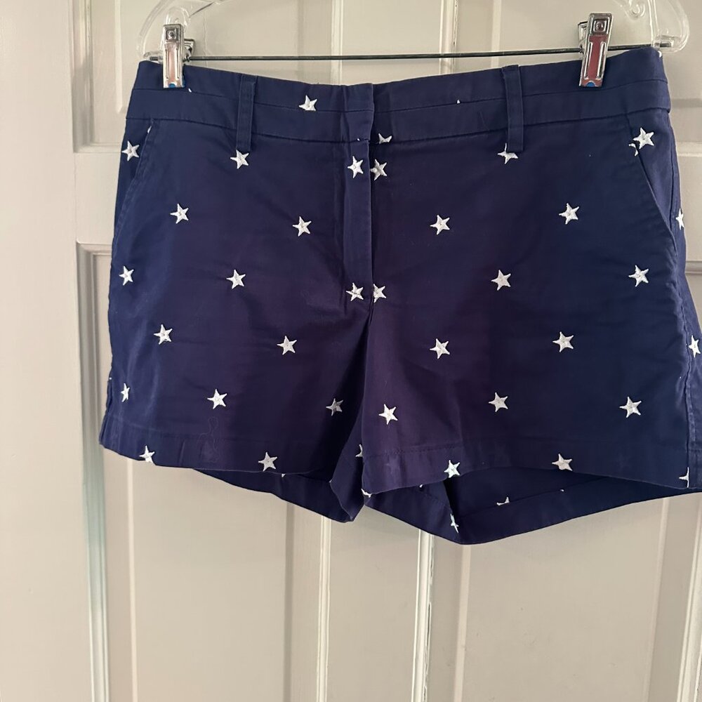 British Khaki Navy blue w/ embroided white Stars Shorts size 8